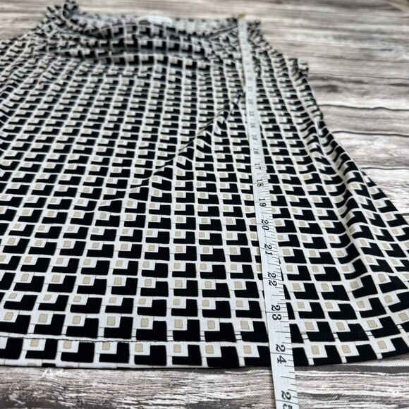 Liz Claiborne Women's Cowl Neck Sleeveless Blouse White Black Tan M Med Medium - Picture 8 of 10